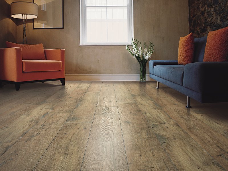 Warm wood floor in living room